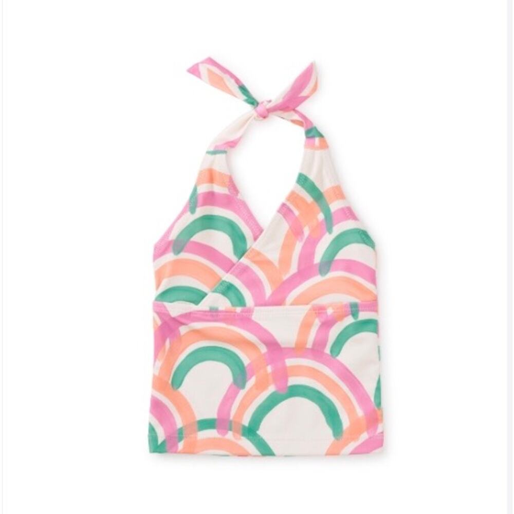 Tea Collection Sz 10 Tie Tankini Swim Top in Island Rainbow NWT
